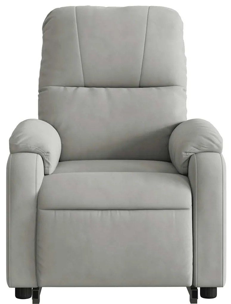 Poltrona massagens reclinável elevatória microfibra cinza-claro