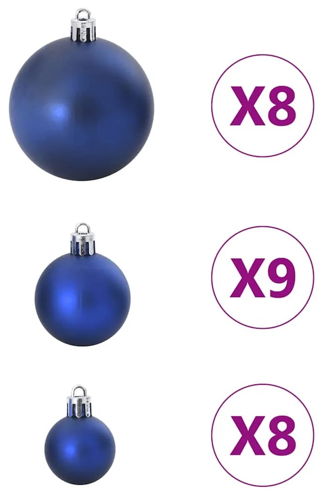 Enfeites de Natal 100 pcs Ø3/4/6 cm azul