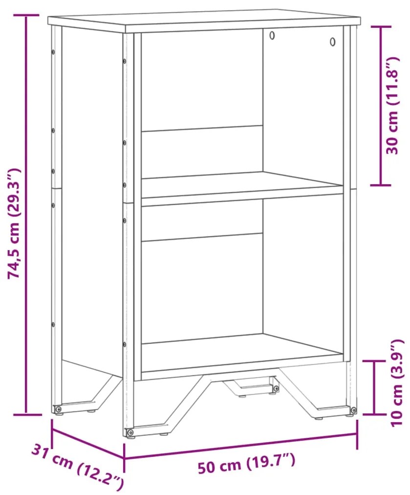 Estante 50x31x74,5 cm derivados de madeira cinzento sonoma