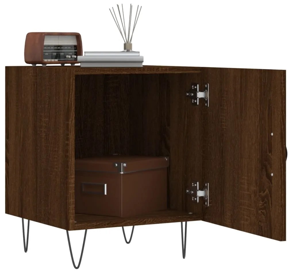 Mesa cabeceira 2pcs 40x40x50cm deriv. madeira carvalho castanho