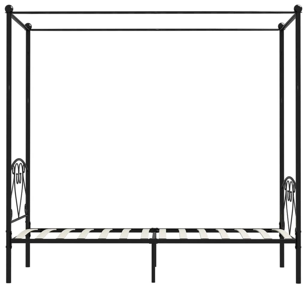 Estrutura de cama com dossel metal preto 90x200 cm