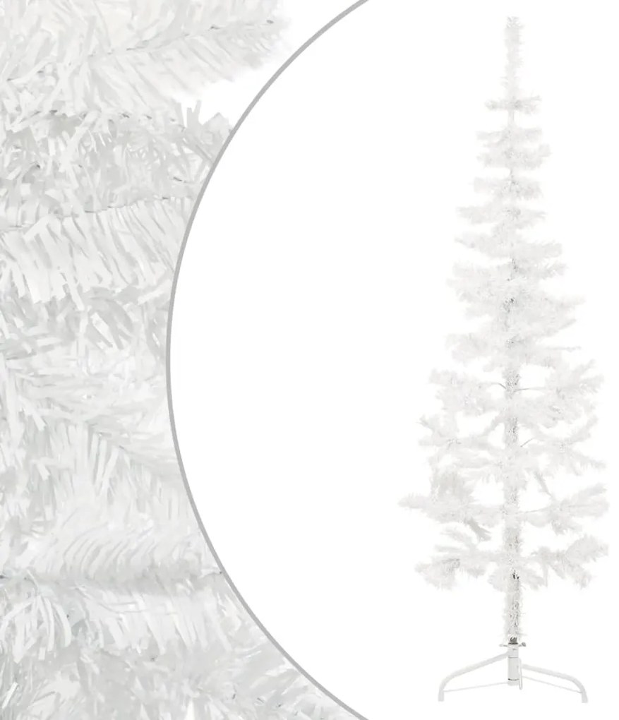 vidaXL Meia árvore de Natal fina com suporte 120 cm branco