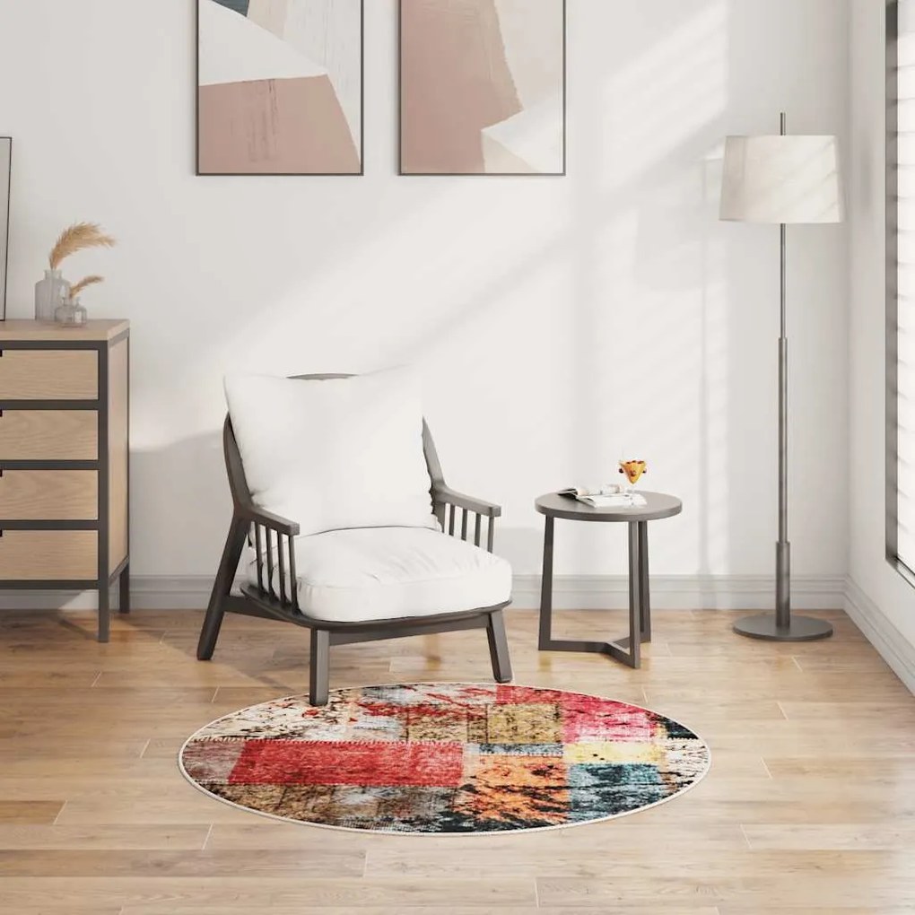 Tapete lavável antiderrapante φ120 cm patchwork multicor