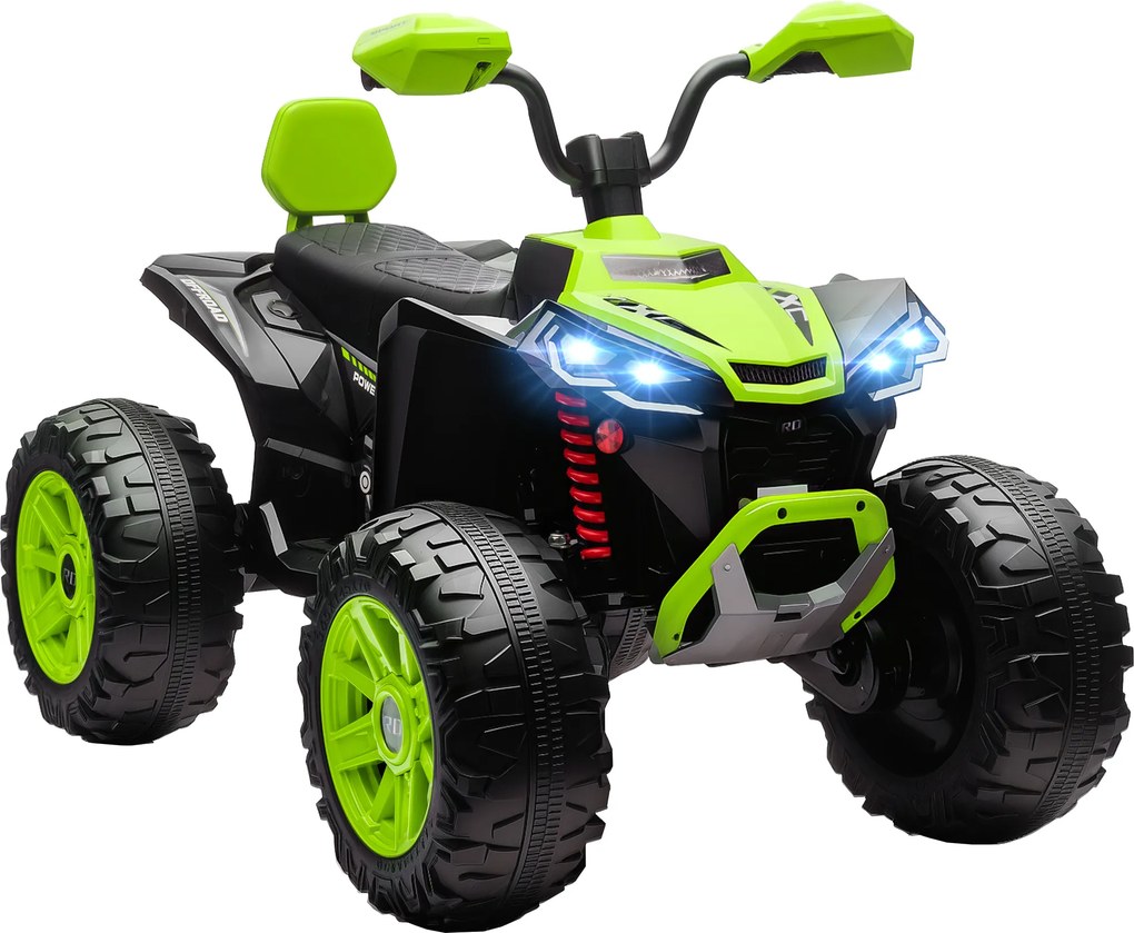 AIYAPLAY Quadricilo Elétrico para Crianças 24V com 2 Lugares 2 Motores Velocidade até 6,5 km/h Faróis Buzina Música e USB 109x68,5x76 cm Verde | Aosom Portugal