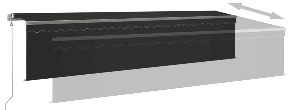 Toldo automático c/ estore/LED/sensor de vento 6x3 m antracite
