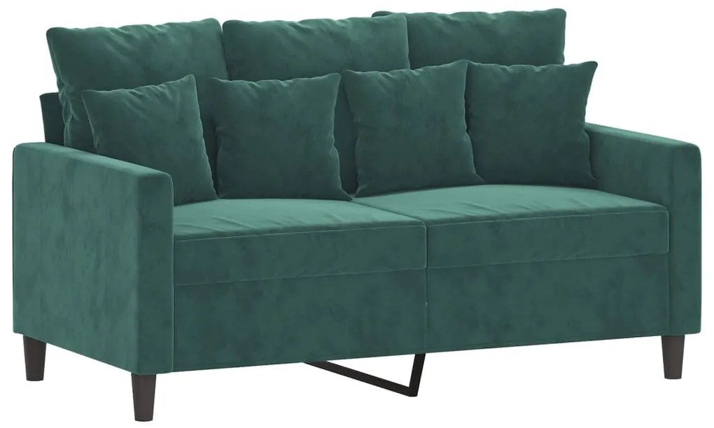 3 pcs conjunto de sofás com almofadões veludo verde-escuro