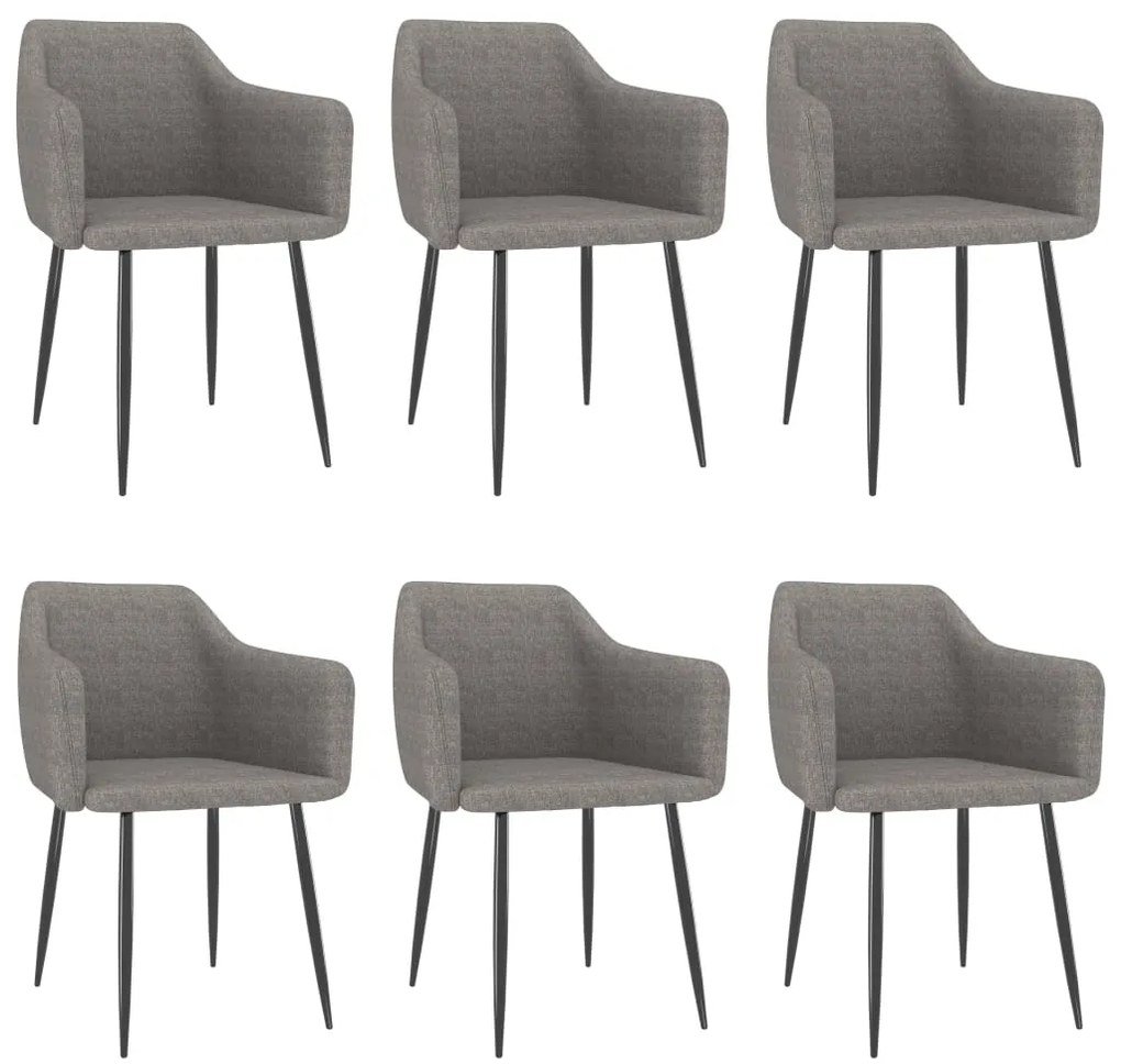 vidaXL Cadeiras de jantar 6 pcs tecido cinzento-claro