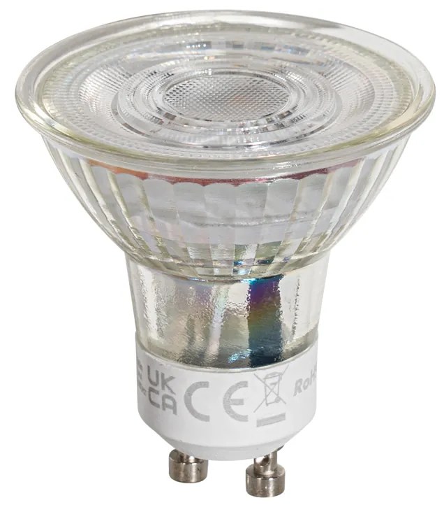 Conjunto de 5 lâmpadas LED GU10 50mm transparentes 4,5W 360 lm 2700K