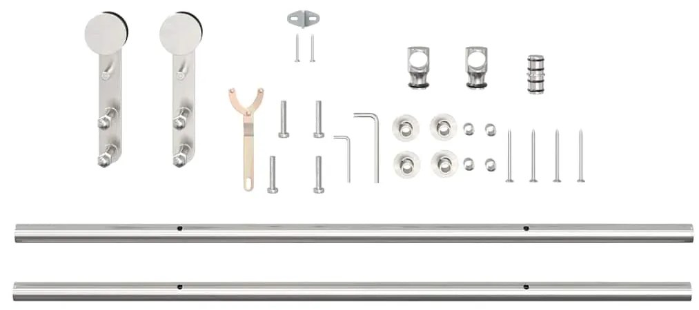 Kit ferragens p/ porta deslizante 183cm aço inoxidável prateado