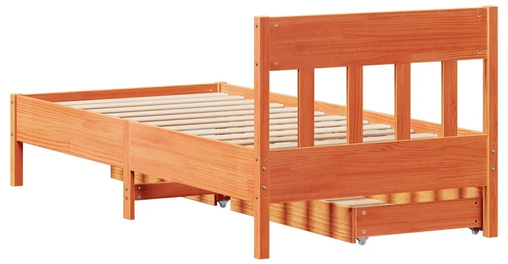 Cama sem colchão 90x200 cm pinho maciço castanho-mel