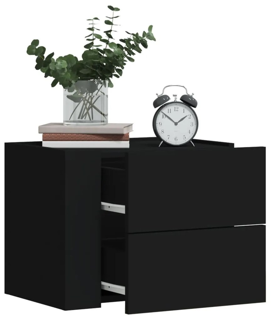 vidaXL Mesa de cabeceira de parede 45x30x35 cm preto