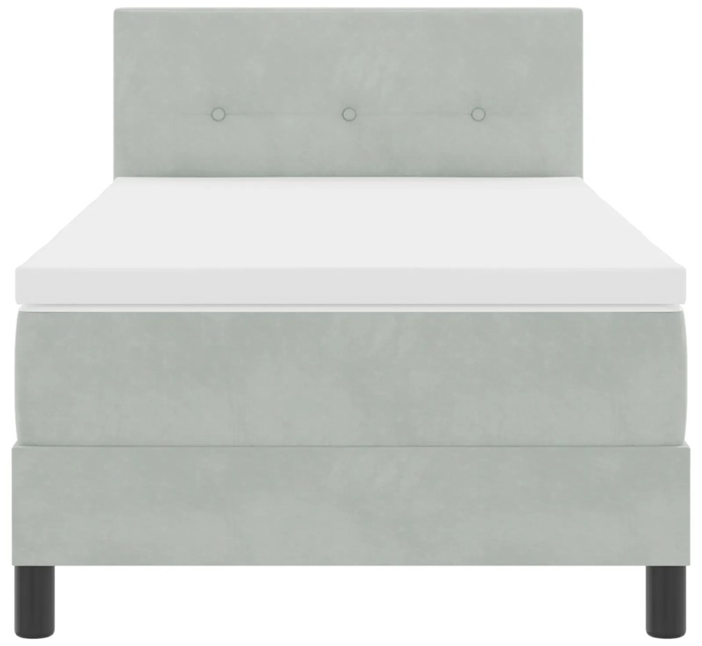 Cama Box Spring vidaXL com Colchão Cinza Claro 90x200 cm Veludo