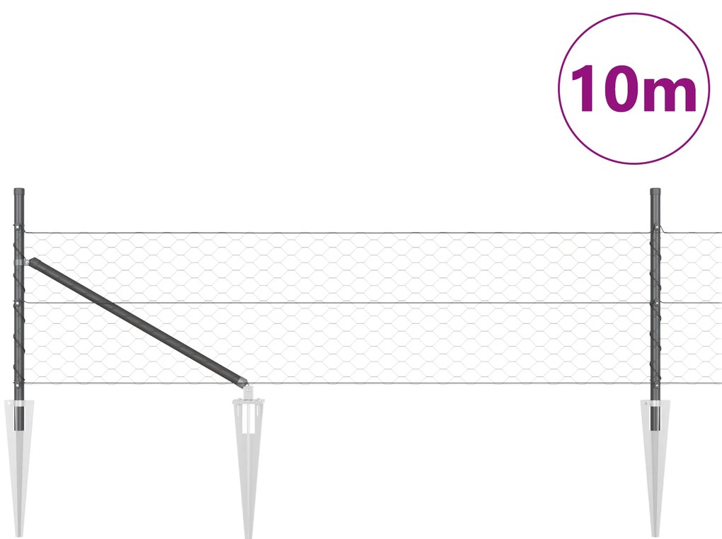 Cerca Hexagonal Cinza 0,5x10 m de Aço vidaXL