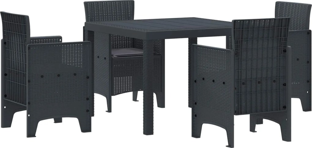 vidaXL Conjunto de Jantar para Jardim 5 pcs Antracite Polipropileno