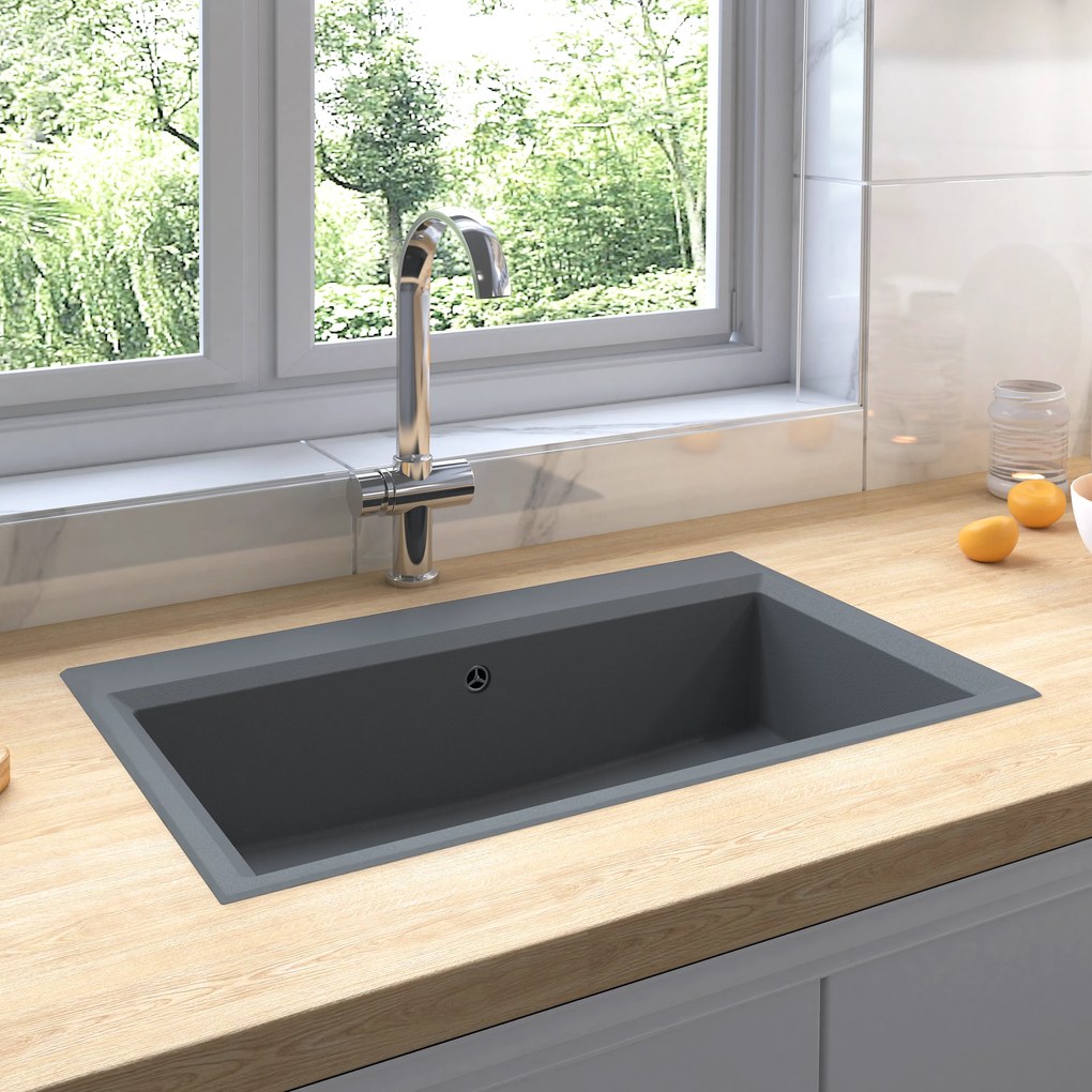Tanque de Cozinha Cinza 790x500x193 mm Granito