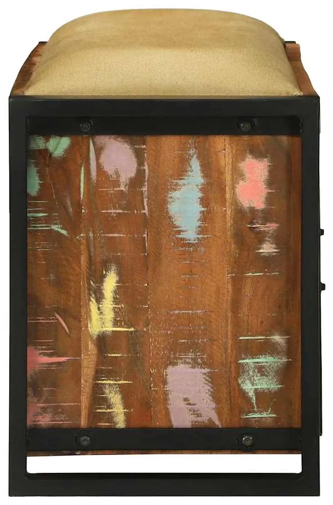 Armário Banco Multicolorido 100x35x50 cm Madeira Sólida Recuperada