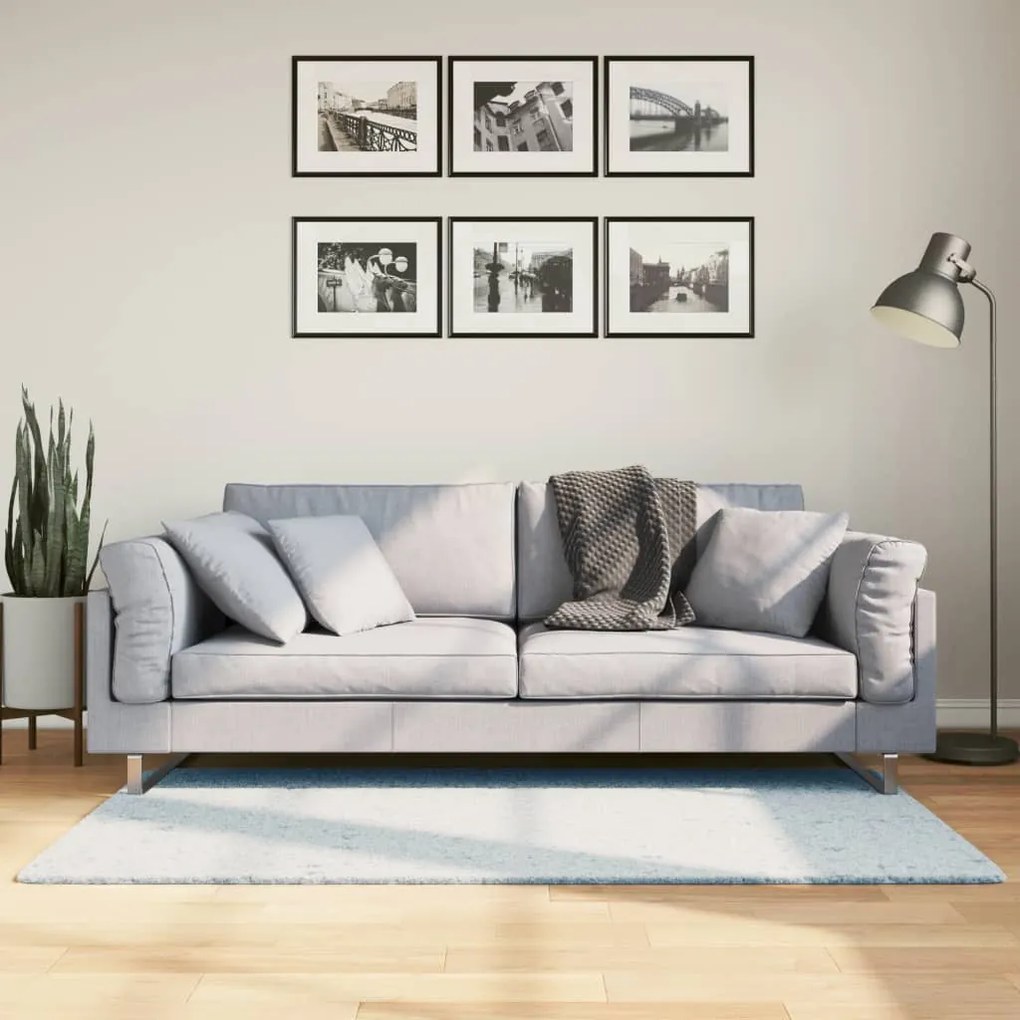 vidaXL Tapete pelo curto macio e lavável HUARTE 80x150 cm azul