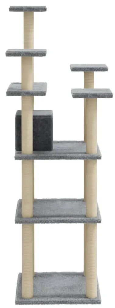 Árvore p/ gatos c/ postes arranhadores sisal 171 cm cinza-claro