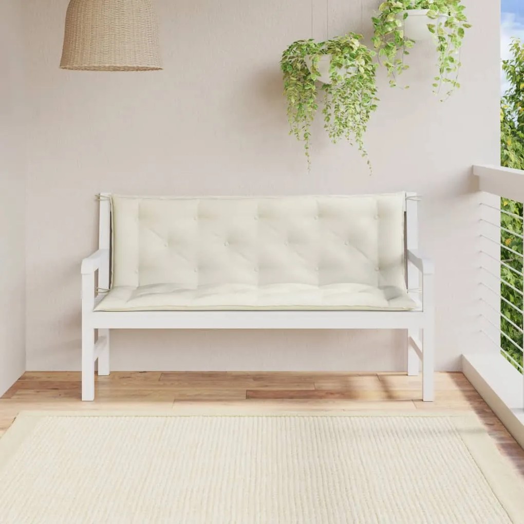 Almofadões banco jardim 2pcs 150x50x7 cm mesclado tecido creme