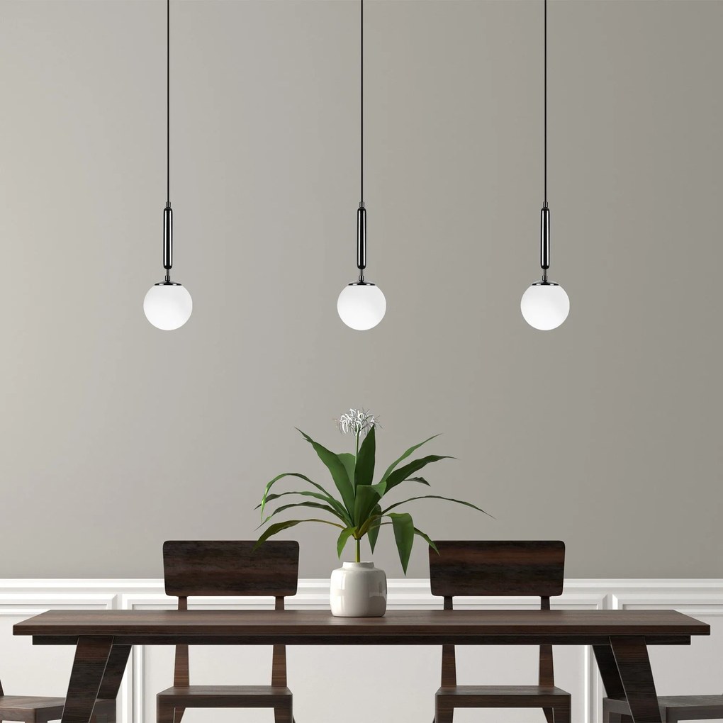 Candeeiro Suspenso King – Preto e Branco – 15 x 15 x 49 cm