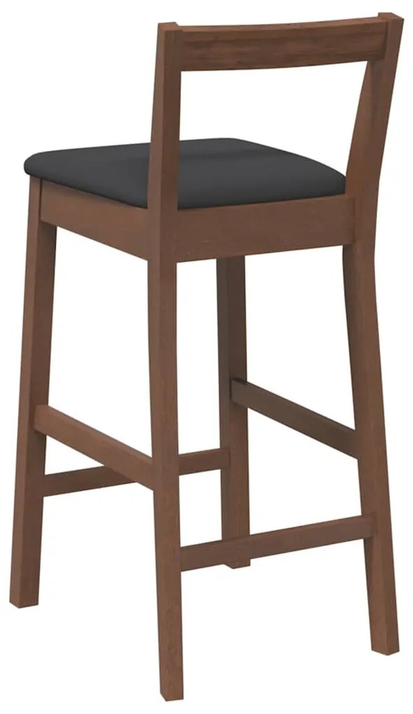 Bancos de bar com almofadões 2pcs madeira de seringueira maciça