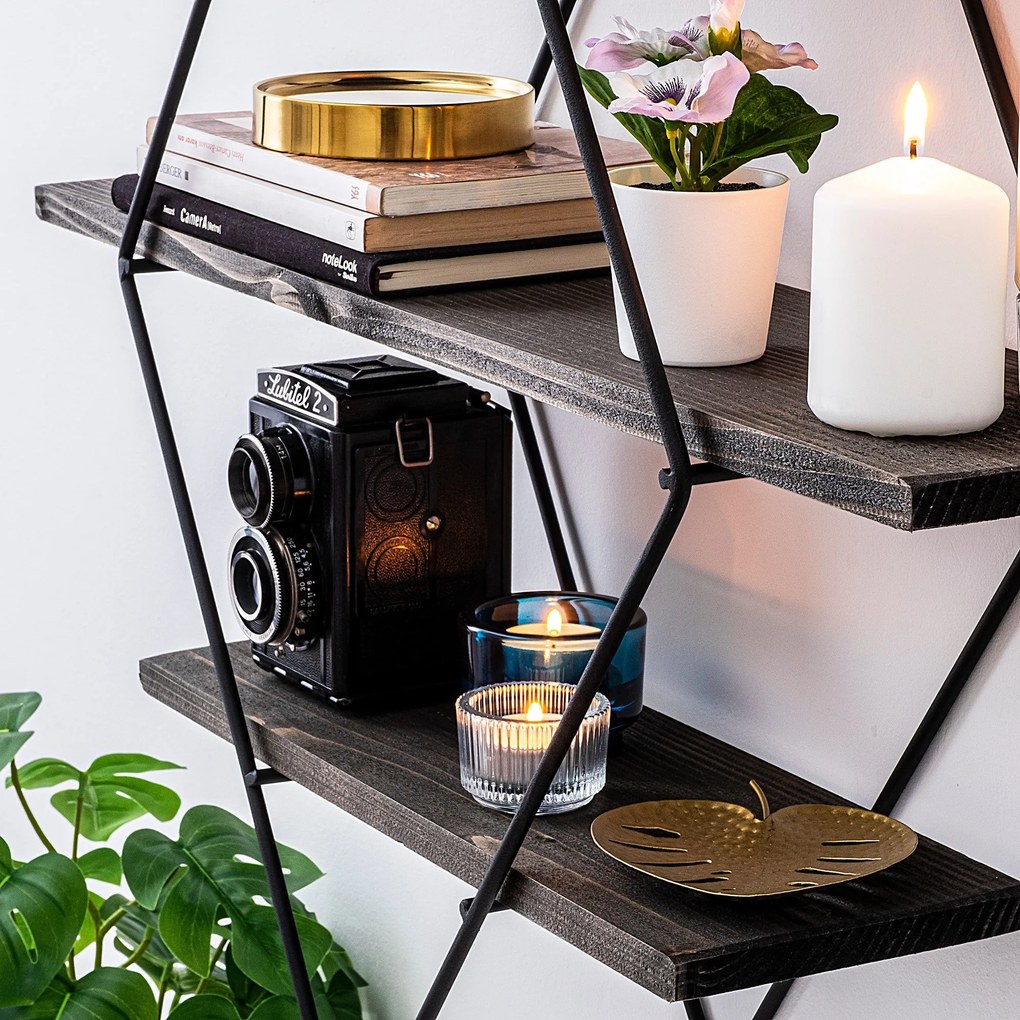 Prateleira de Parede Erysimum – Preto Nogueira – 60x40x15 cm | Tribo H