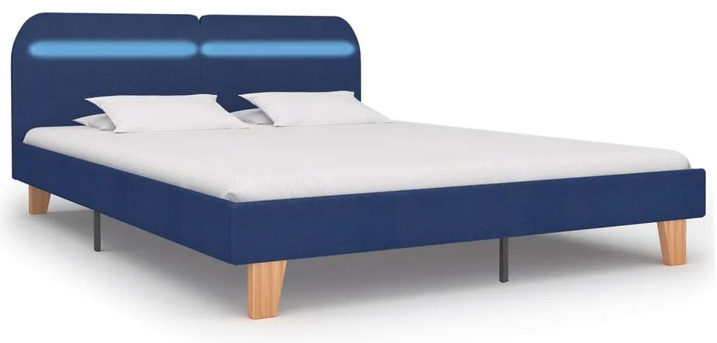 Estrutura de cama com LED em tecido 160x200 cm azul