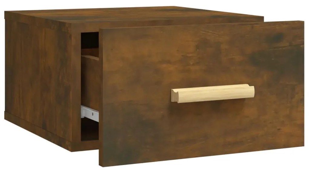 Mesa de cabeceira de parede 35x35x20 cm cor carvalho fumado