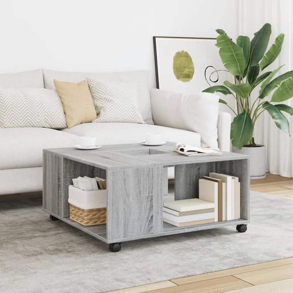 Mesa de centro 80x80x40 cm derivados de madeira cinzento sonoma