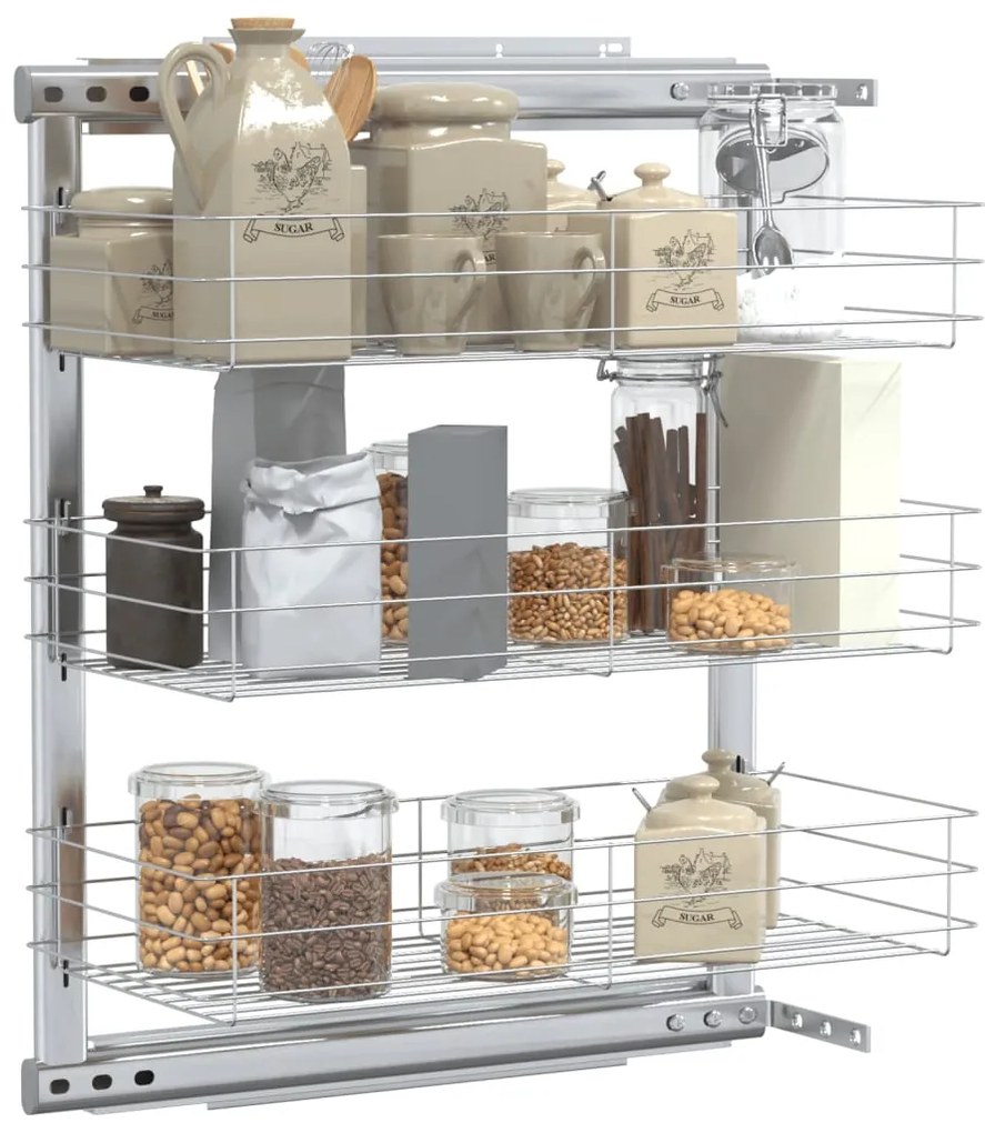 Unidade cestos arame para cozinha 3 pcs 47x25x56 cm prateado