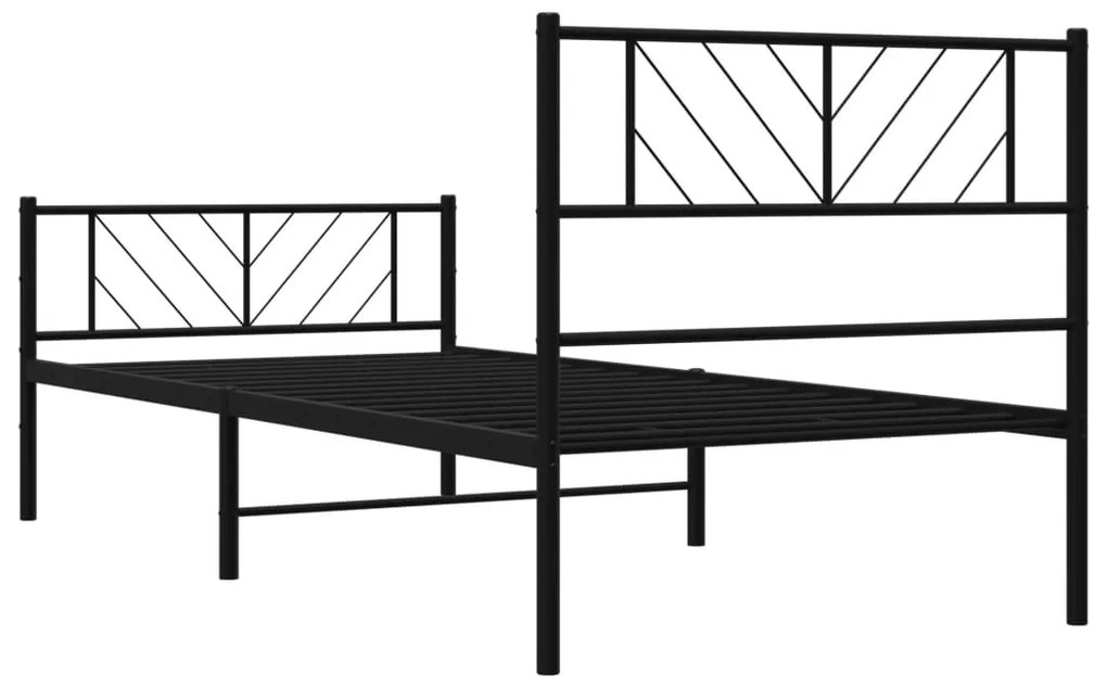 Estrutura de cama com cabeceira e pés 100x190 cm metal preto