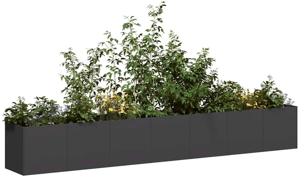 vidaXL Vaso floreira 280x40x40 cm aço laminado a frio preto