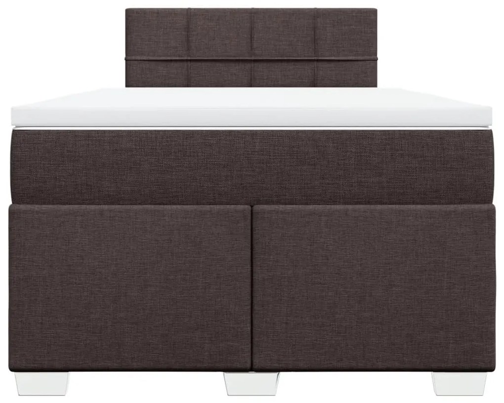 Cama boxspring com colchão 120x190 cm tecido castanho-escuro