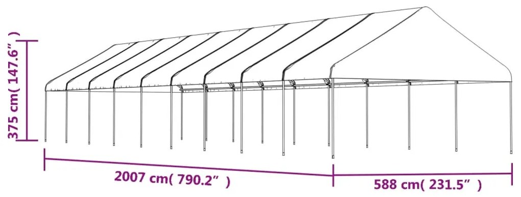 Gazebo com telhado 20,07x5,88x3,75 m polietileno branco