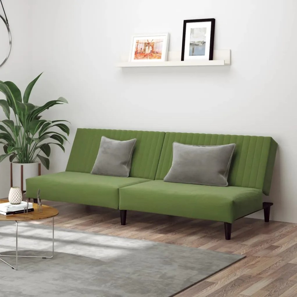 vidaXL Sofá-cama de 2 lugares veludo verde-claro
