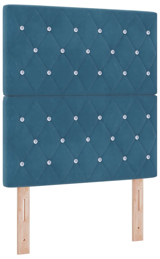 Cama Box Spring com Colchão e Banco Azul Escuro 80x200 cm Veludo