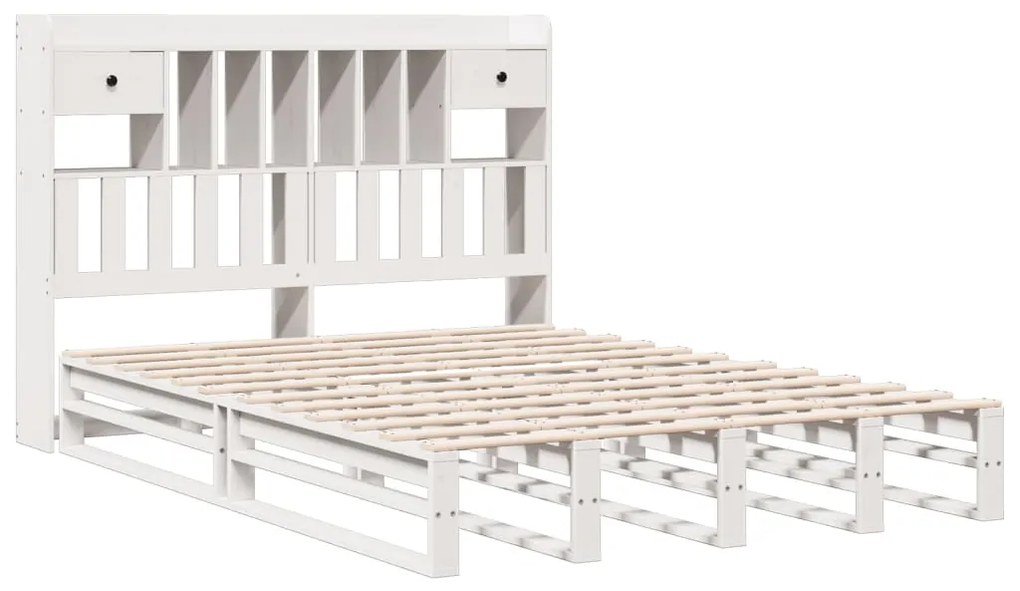 Cama com estante sem colchão 150x200 cm pinho maciço branco