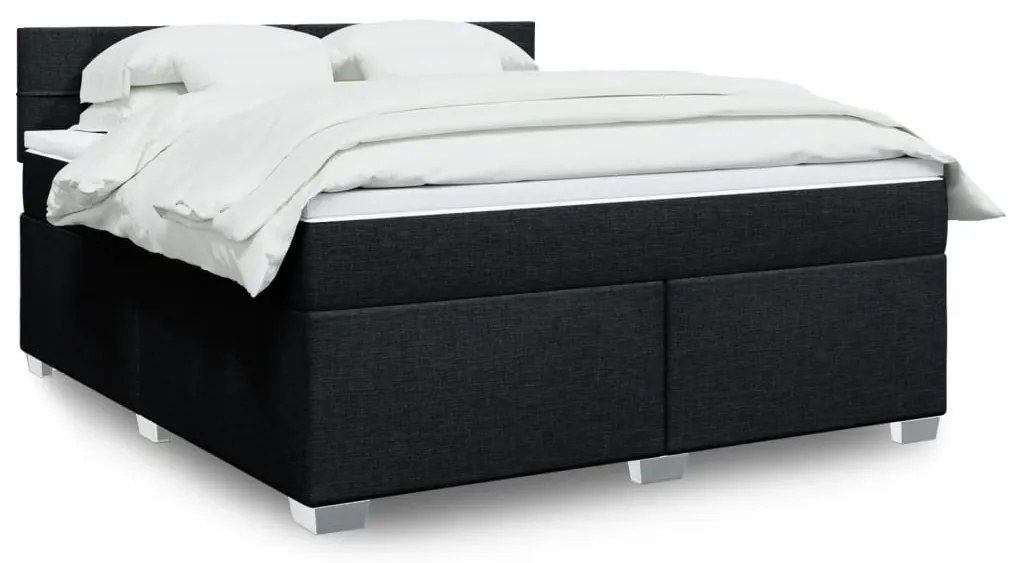 vidaXL Cama com molas/colchão 180x200 cm tecido preto