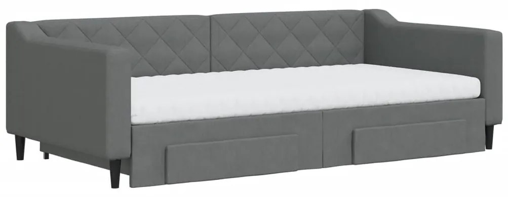 Sofá-cama c/ gavetão/gavetas 100x200 cm tecido cinzento-escuro