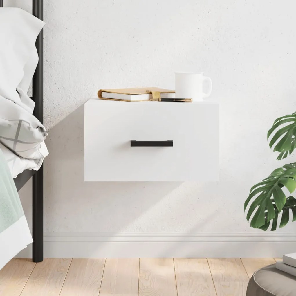 vidaXL Mesa de cabeceira montagem na parede 35x35x20 cm branco