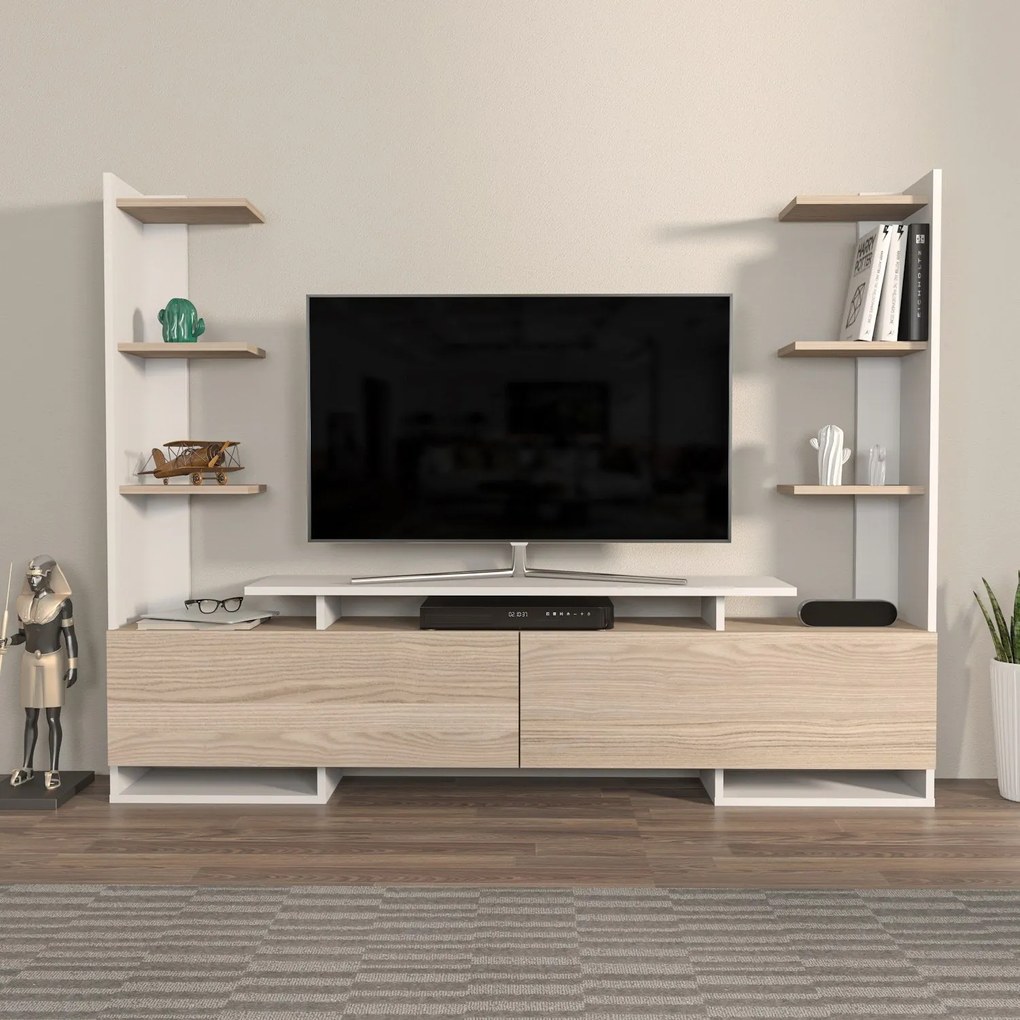 Móvel TV Ava – Branco Carvalho – 183,6 x 140 x 31,7 cm