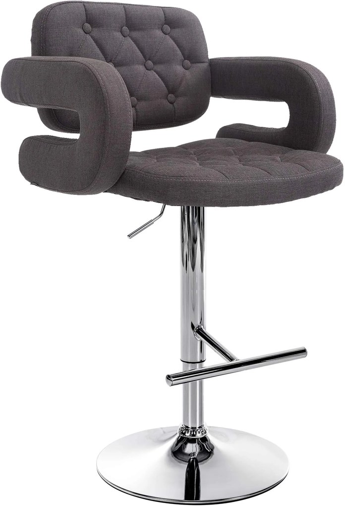 Banco de bar Dublin em tecido e com estrutura cromada 62 x 103-123 x 55 cm Cinzento escuro