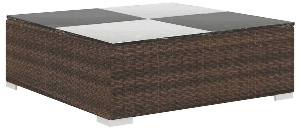 6 pcs conjunto lounge jardim c/ almofadões vime PE castanho