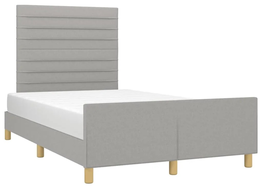 Estrutura de cama sem colchão cinza claro tecido