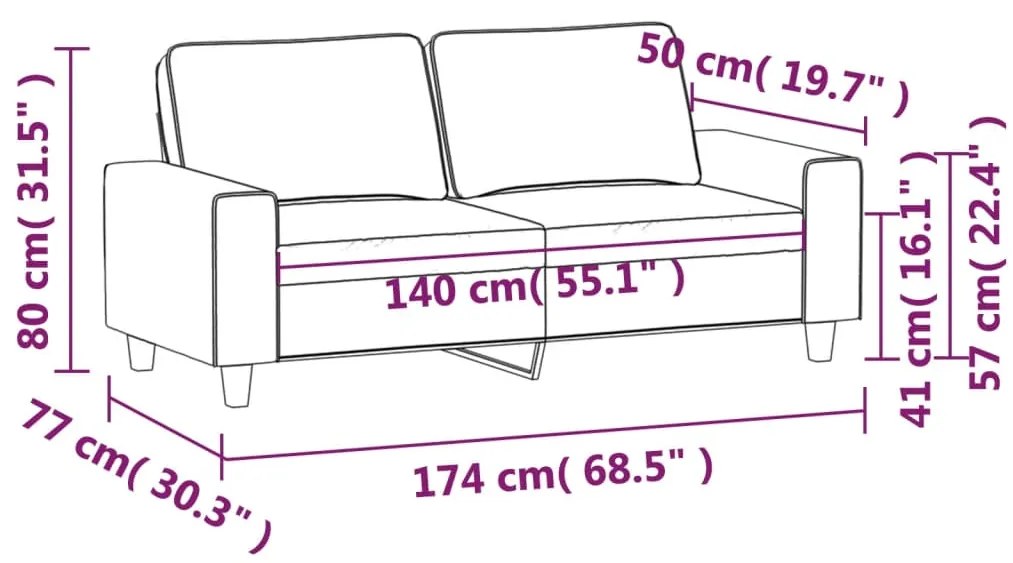 Sofá de 2 lugares tecido 140 cm cor creme