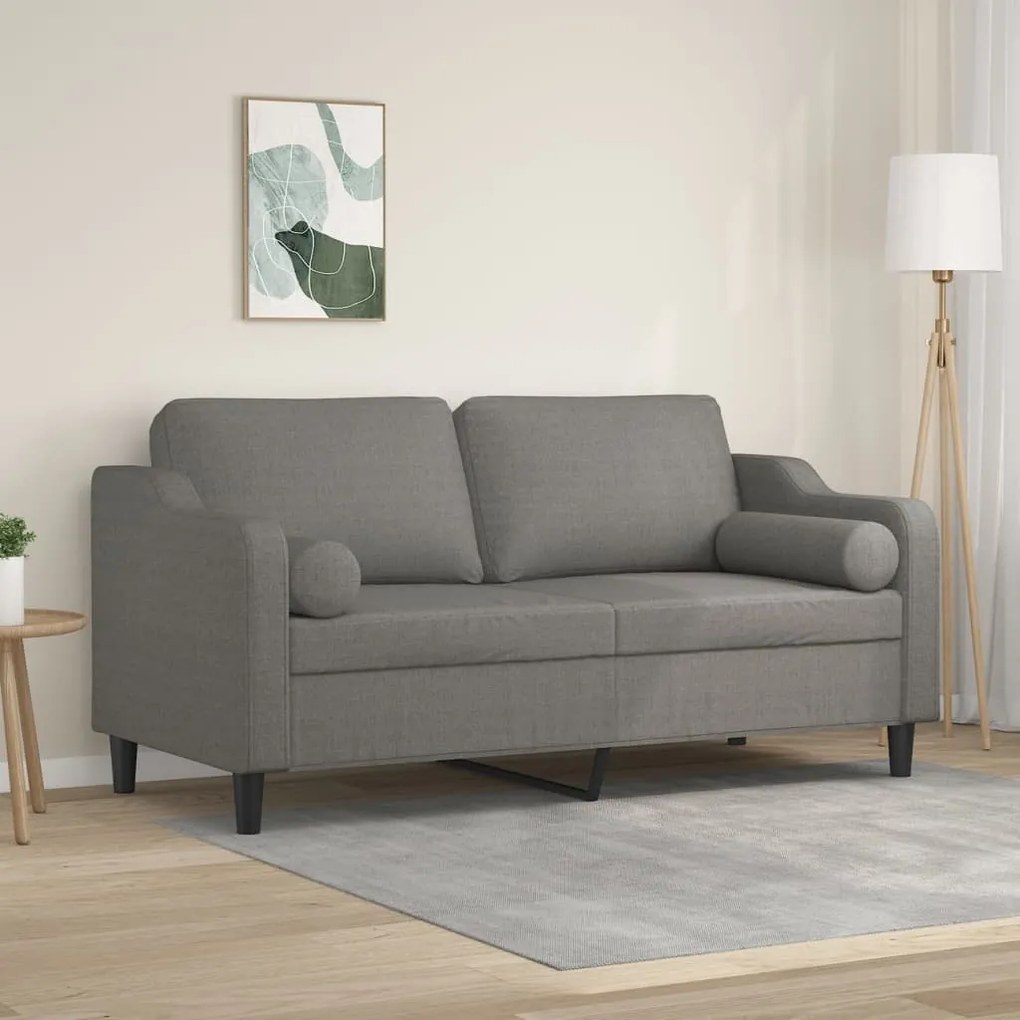 vidaXL Sofá 2 lugares + almofadas/almofadões 140cm tecido cinza-escuro