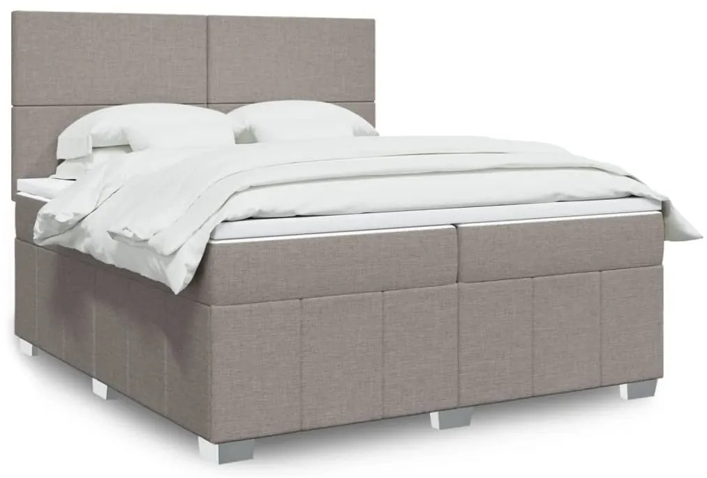 vidaXL Cama com molas/colchão 200x200 cm tecido castanho-acinzentado