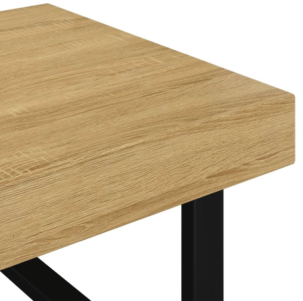 Mesa de centro 120x60x40 cm MDF e ferro castanho-claro e preto