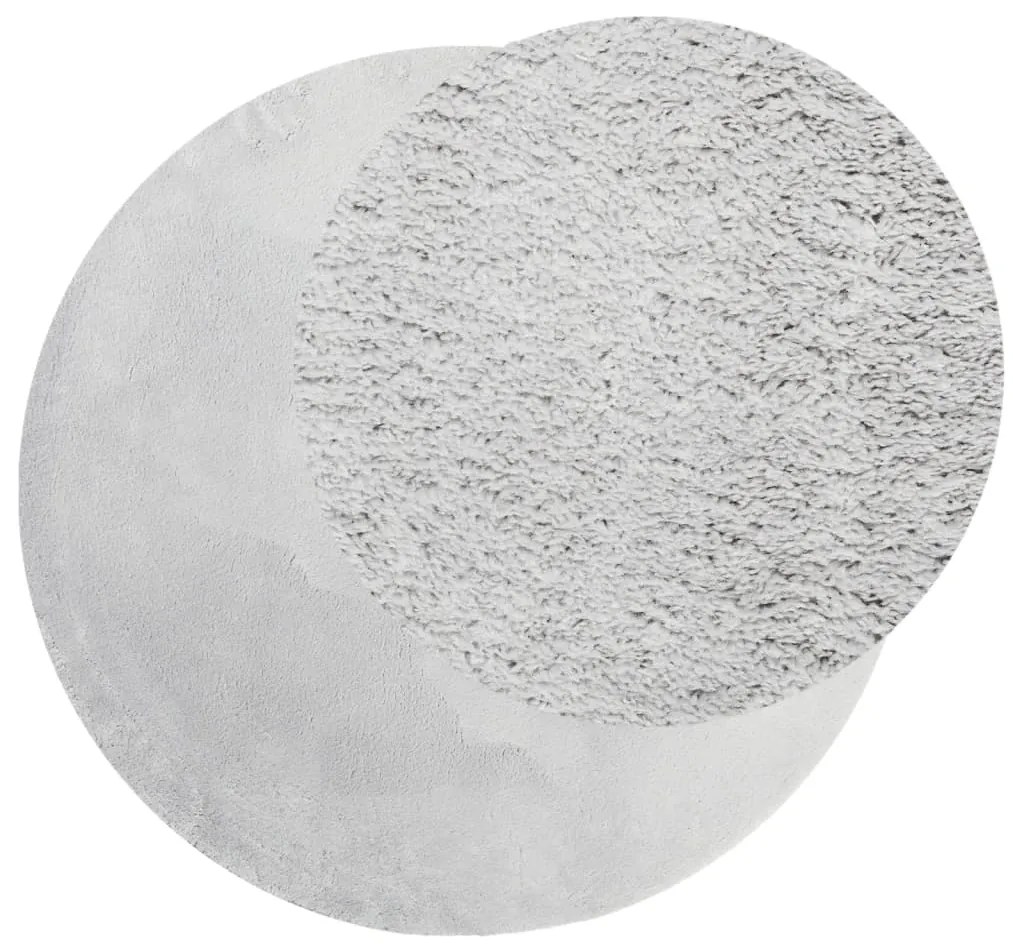 Tapete pelo curto macio e lavável HUARTE Ø 120 cm cinzento
