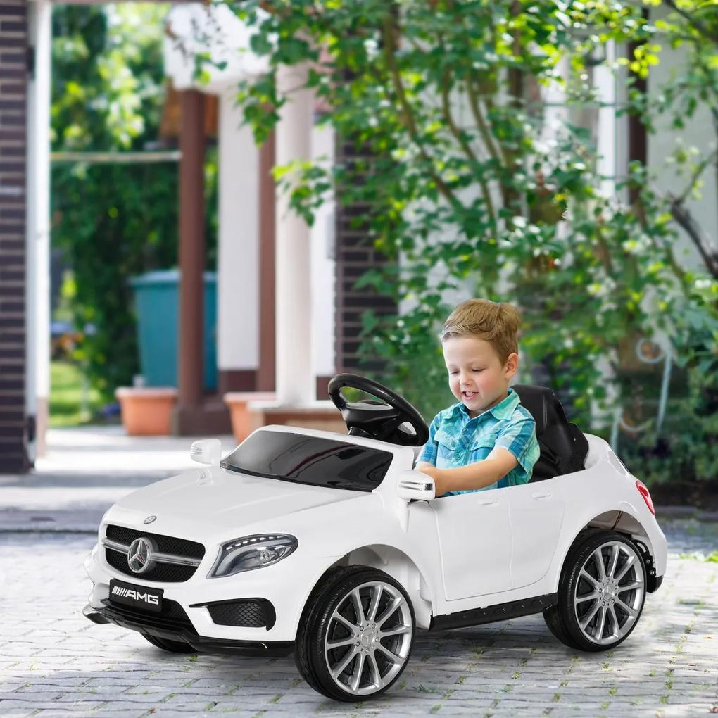 HOMCOM Carro Eléctrico Mercedes Benz GLA para Crianças acima de 3 Anos com Controlo Remoto MP3 USB Luzes e Sons Capacidade Máxima 30kg 100x58x46cm Branco
